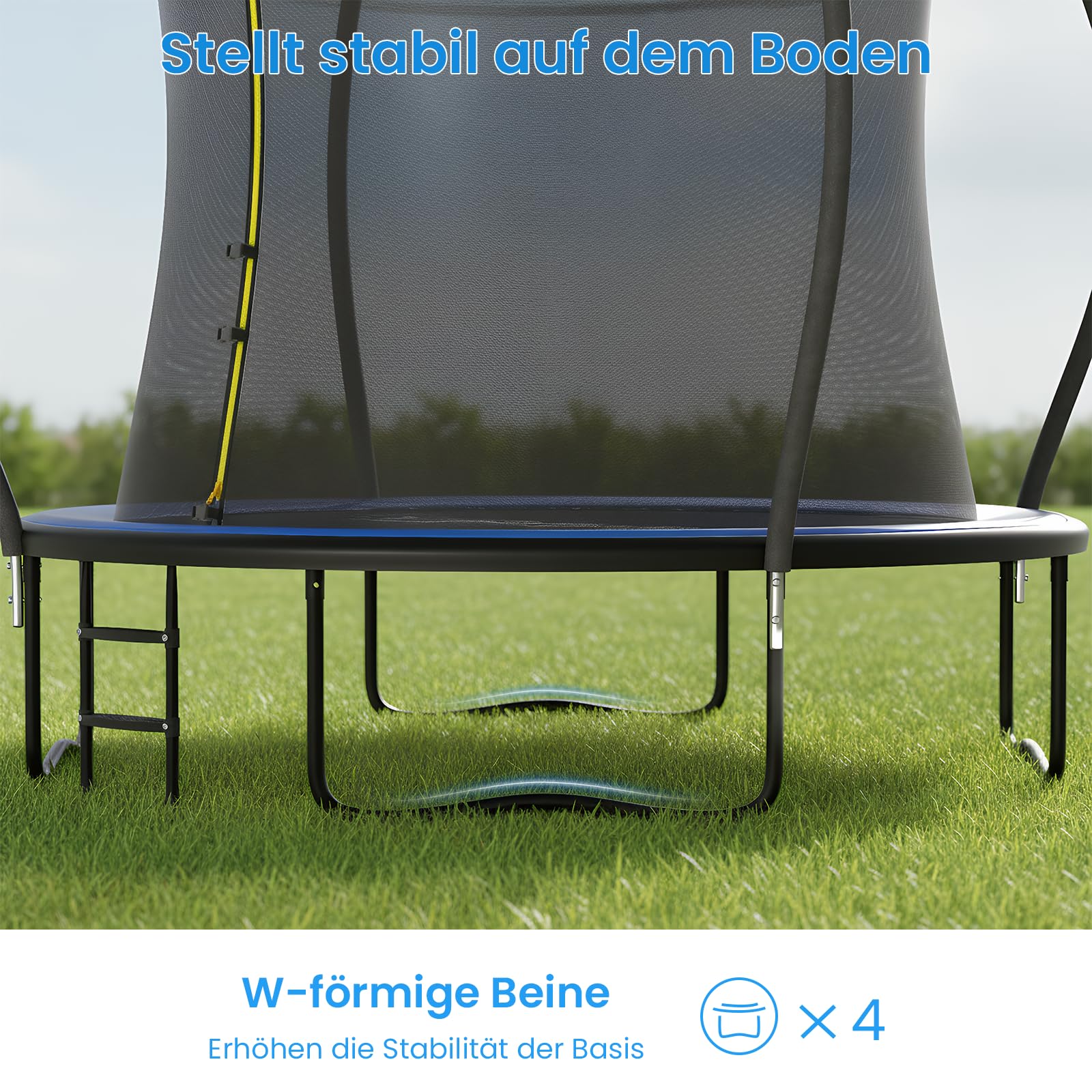 Safly Fun Trampolin Outdoor Ø 244/305/366 cm with Montagezubehör, Trampolin Kinder, Bodentrampolin, Die Maximale Tragfähigkeit Beträgt 50-150 kg, Für Erwachsene, Kinder und Familien