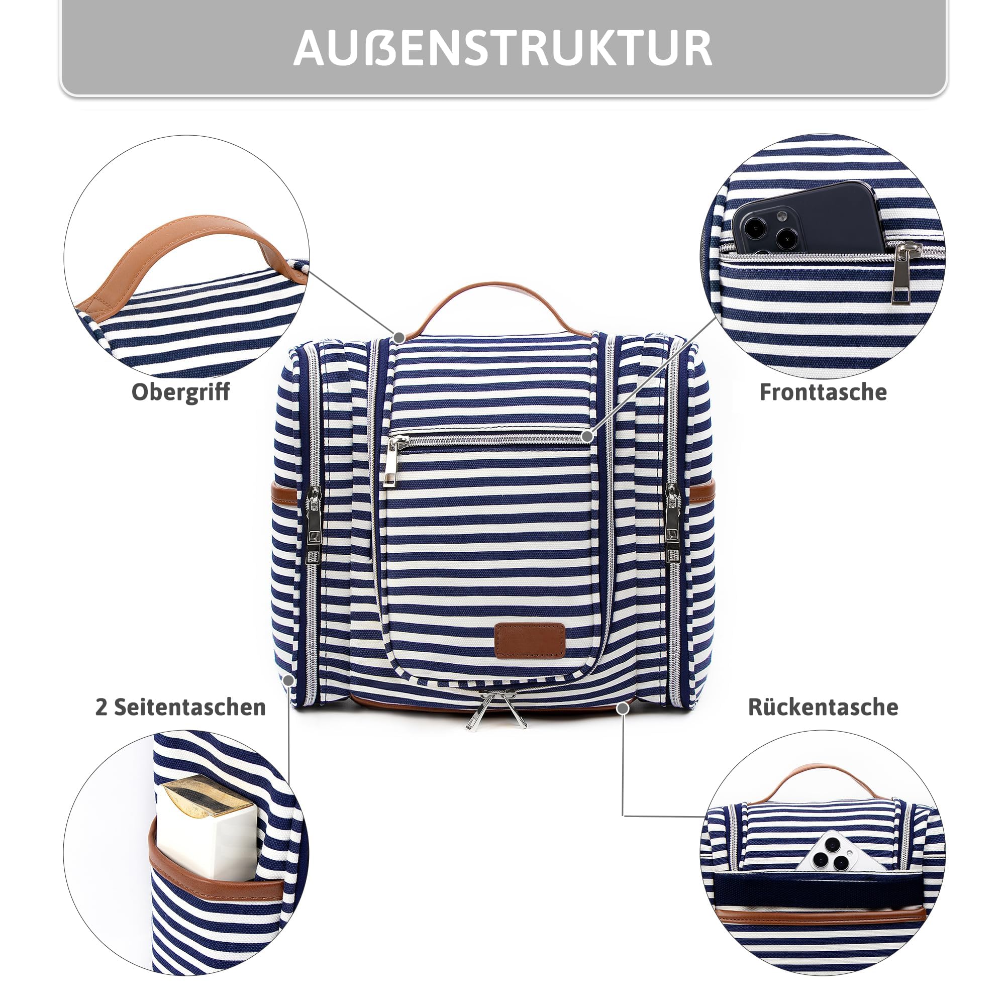 Neceser para Colgar para Hombres y Mujeres Bolsa de Maquillaje Impermeable para el baño Ducha champú Organizador Neceser con Gancho para Colgar | Bolsa de lavado, organizador de maquillaje con gancho y asa, bolsa impermeable para mujer, viaje