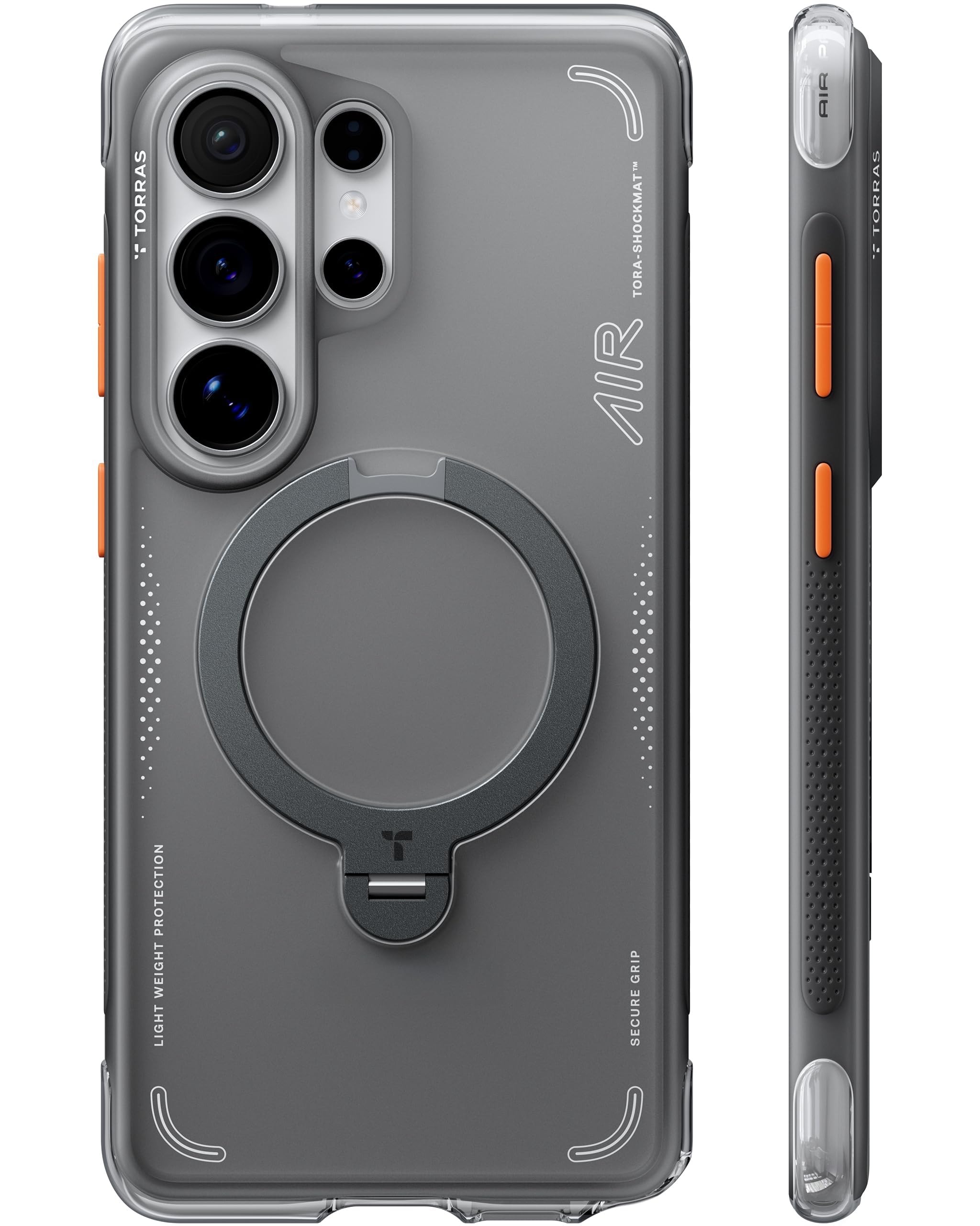 TORRAS Ostand Q3 Air Original for S26 Ultra Case, 360° Magnetic Stand, MagSafe Compatible, Airbag Mil-Grade Drop Tested, Shockproof Galaxy S26 Ultra Back Cover, Shadow Black