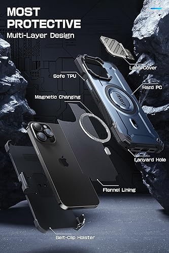 Miniatura 8 de SUPCASE Funda para iPhone 14 Pro Max  iPhone 13 Pro Max con soporte para cámara, compatible con MagSafe Clip de cinturón integrado Funda magnética