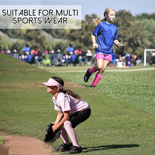 Miniatura 4 de Zando Calcetines de fútbol para niños y niñas, calcetines de tubo a rayas hasta la rodilla, calcetines de uniforme escolar, calcetines largos