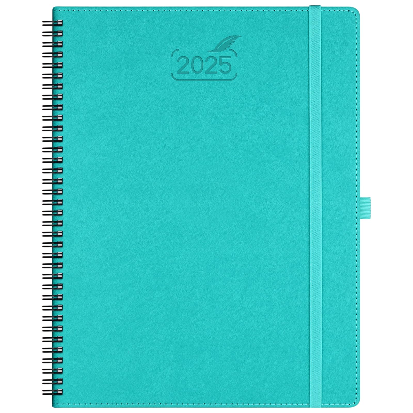BEZEND Agenda 2025 tamaño A4, vista semanal, espiral, 28,5 x 21,5 cm, agenda semanal vertical grande con papel de 100 g/m² y pestaña mensual, agenda de citas 25 con tapa blanda de piel vegana, color