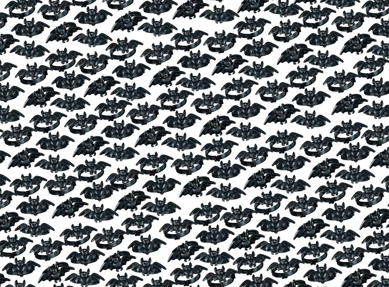 Curious Minds Busy Bags 144 Bat Rings - Black Novelty Jewelry for Kids - Halloween Prize Toy Trick or Treat Favor (12 Dozen)