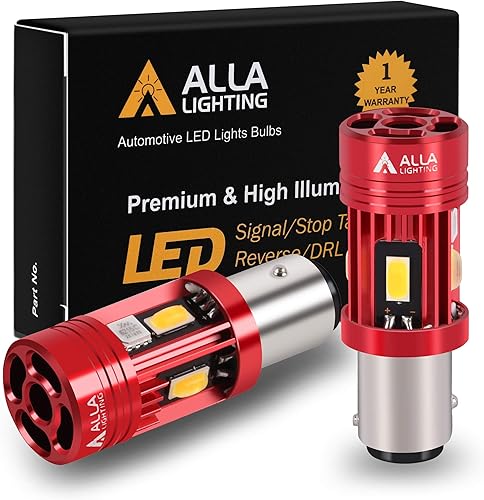 Alla Lighting BAY15D 7528 1157 CANBUS - Bombillas LED rojas de señal de giro, Plug-n-Play 2057 3496 1157LL 1154 198 94 CAN Bus libre de errores 12V