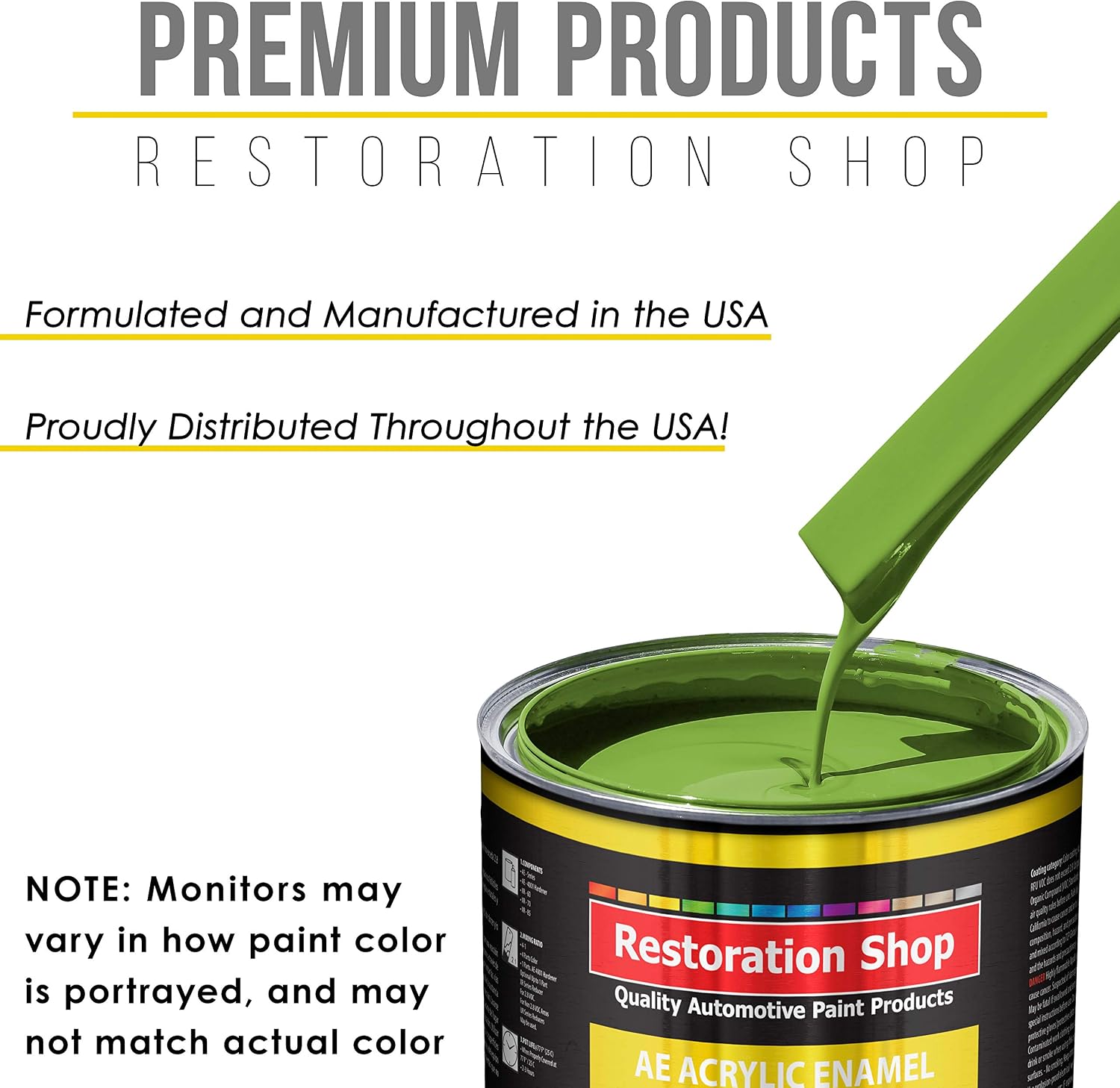 Restoration Shop - Sublime Green Acrylic Enamel Auto Paint - Complete Gallon Paint Kit - Professional Single Stage High Gloss Automotive, Car, Truck, Equipment Coating, 8:1 Mix Ratio, 2.8 VOC