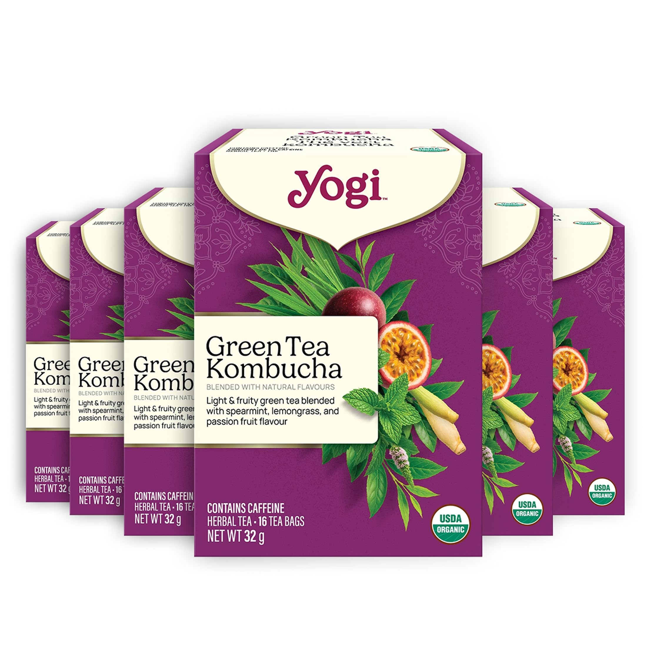 Yogi Green Tea Kombucha, 96 Tea Bags (6 Pack) | Caffeinated Green