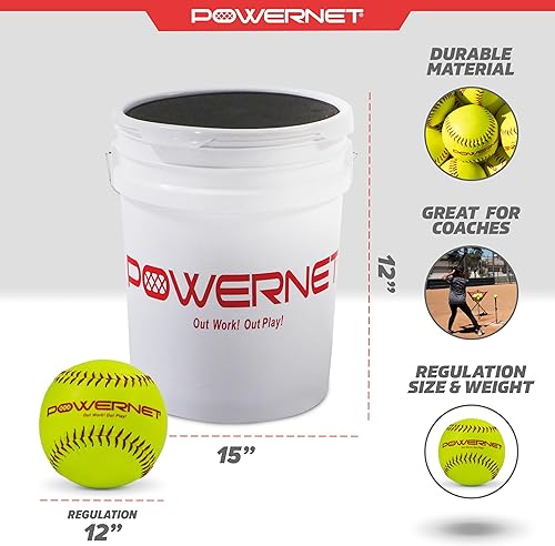Miniatura 3 de PowerNet Softball Batting Practice Equipment - Bucket of 11" & 12" Softballs, Weighted & Flexi Balls, Crushers