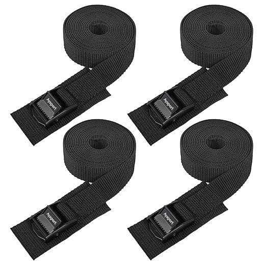 Ayaport Lashing Straps Car Roof Rack Straps Cam Buckle Tie Down Strap for Kayak, SUP, Canoe, Surfboard Packing Black 4 Pack
