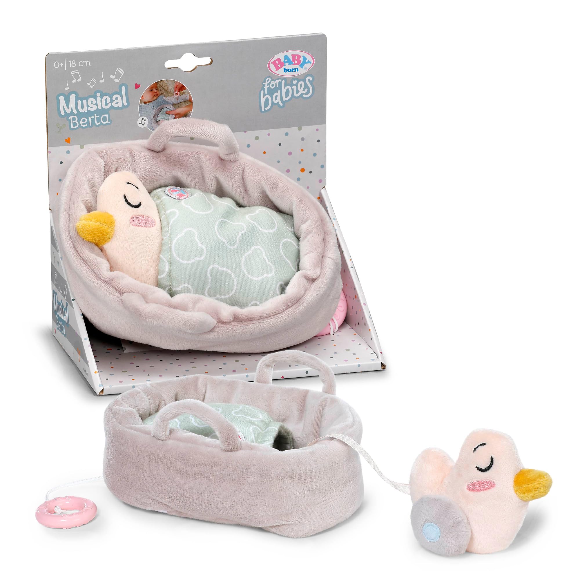 BABY born for Babies Musical Berta Lullaby Plush Toy, Washable First Toy with Music Box, Works without Batteries, Suitable from Birth