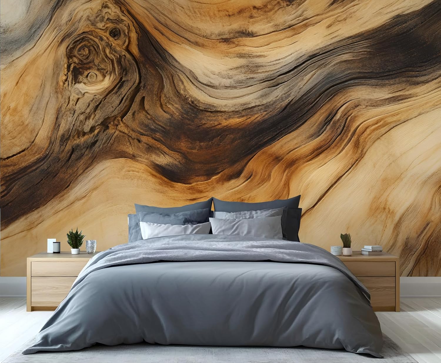Olive Wood Grain Wall Mural, Wood Grain Mural, Wooden Board Wallpaper, Farmhouse Wall Mural for Bedroom, Knot Home Decor, Natural Art Gifts for Women 78.7" x 59"