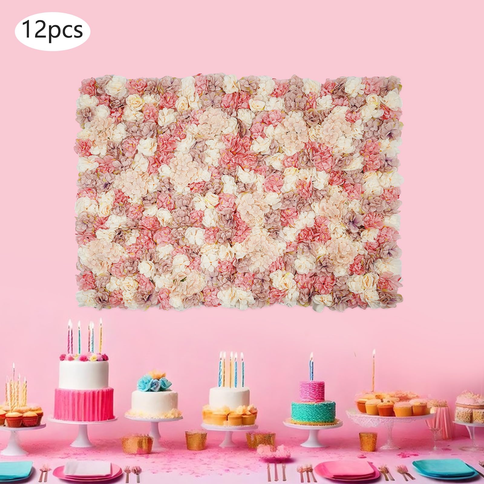 Blumenwand Hintergrund12 Stück künstliche Blumenwand 38 × 38 m kunstvoll gestaltete Blumenwandpaneele Hochzeiten Verlobungen Jubiläumsfeiern Dahlien Rosen (Herbstfarbene)