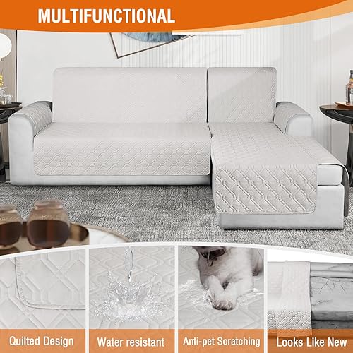 Miniatura 4 de Fundas de sofá modular, 100% impermeables, en forma de L, 3 piezas, reversibles, para sofá seccional, muebles, funda protectora para mascotas,