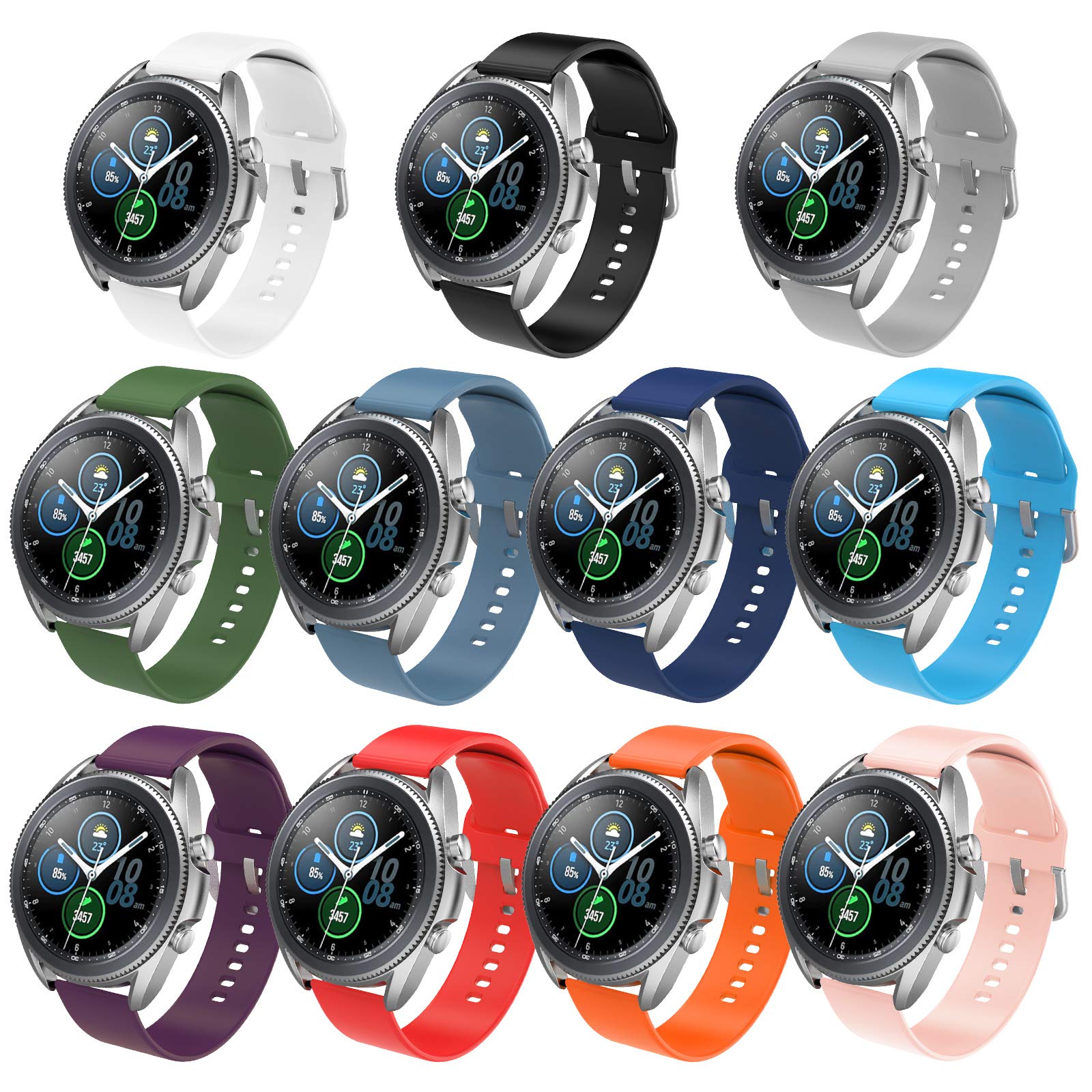 Simpeak 11-Pack 22mm Silicone Watch Bands