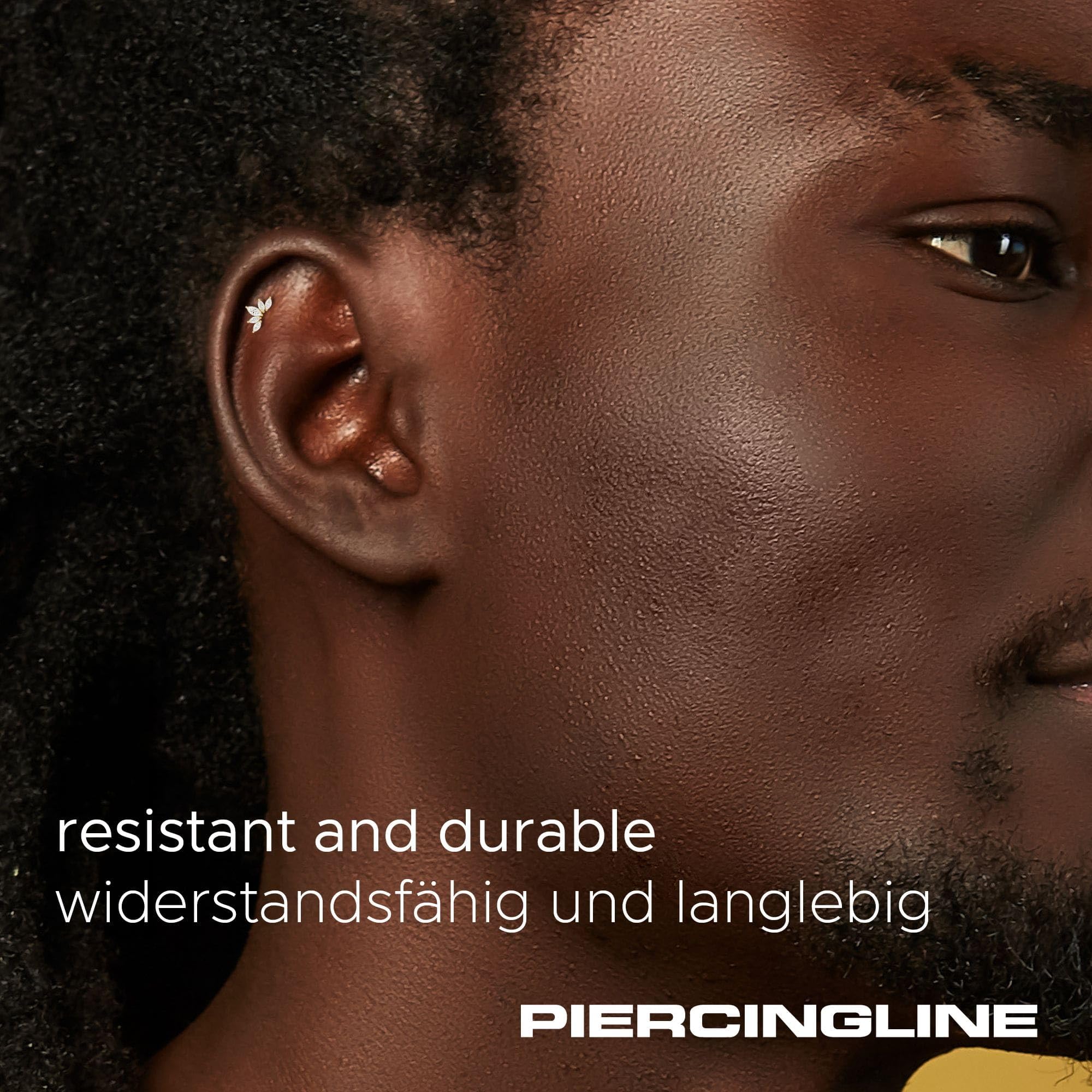 PIERCINGLINE Piercing Stecker Titan Labret mit Innengewinde + 925er Silber Aufsatz MOISSANIT-LOTUSBLÜTE - Goldfarben, Silberfarben
