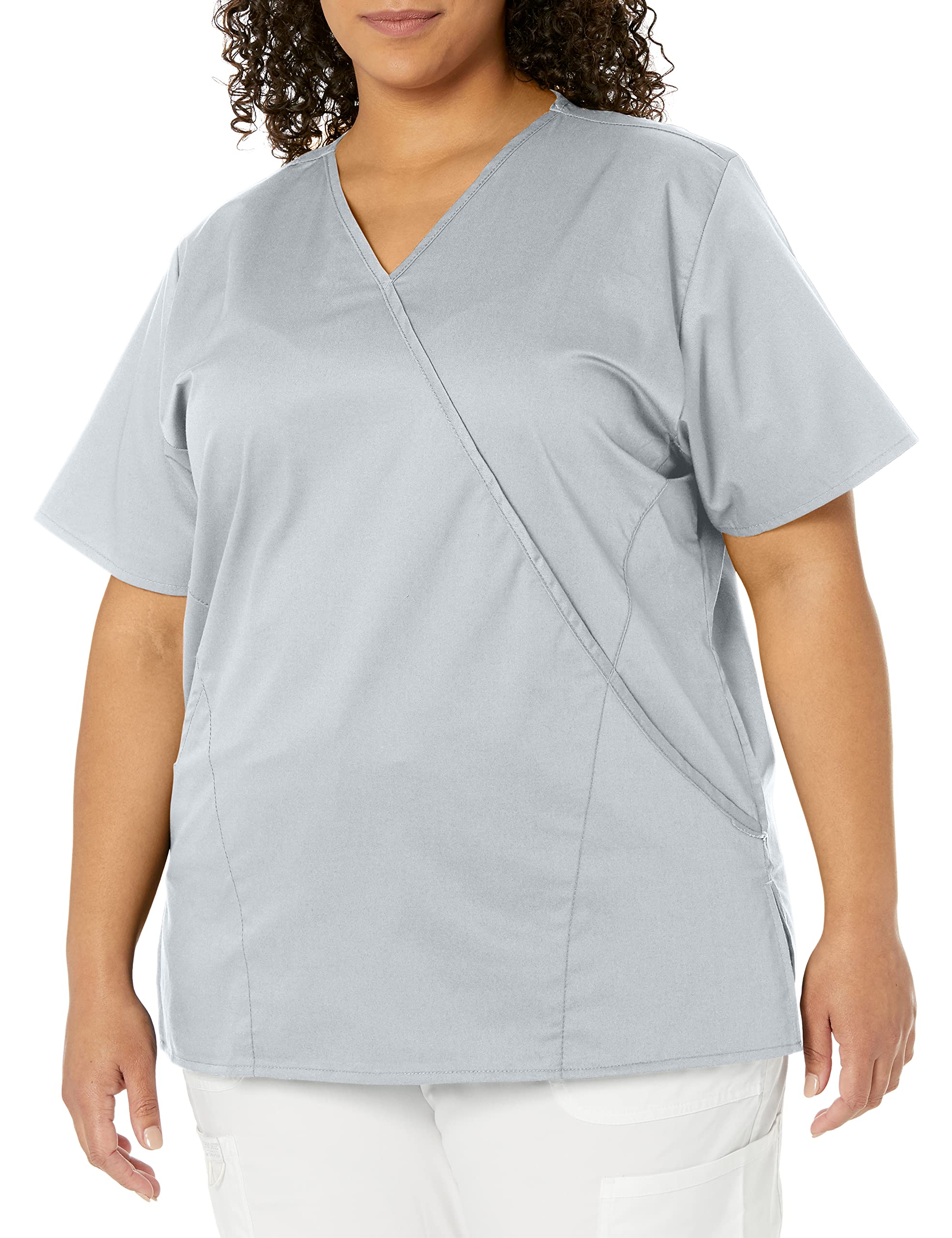 WonderWink 102AGREYXL WonderWORK Women's Mock Wrap Top, Grey, Standard-XL Size