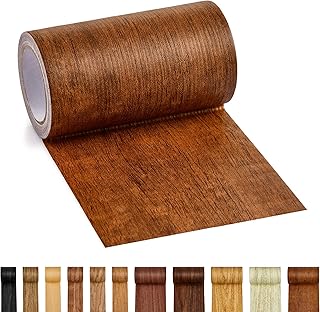 ECOHomes Wood Grain Repair Tape - Self Adhesive Brown Wood Colored Tape for Furniture Repair | Peel & Stick Veneer Strips Trim, Woodgrain Duct Tape for Furniture, Vinyl Floor, Door Patch Kit (Teak)
