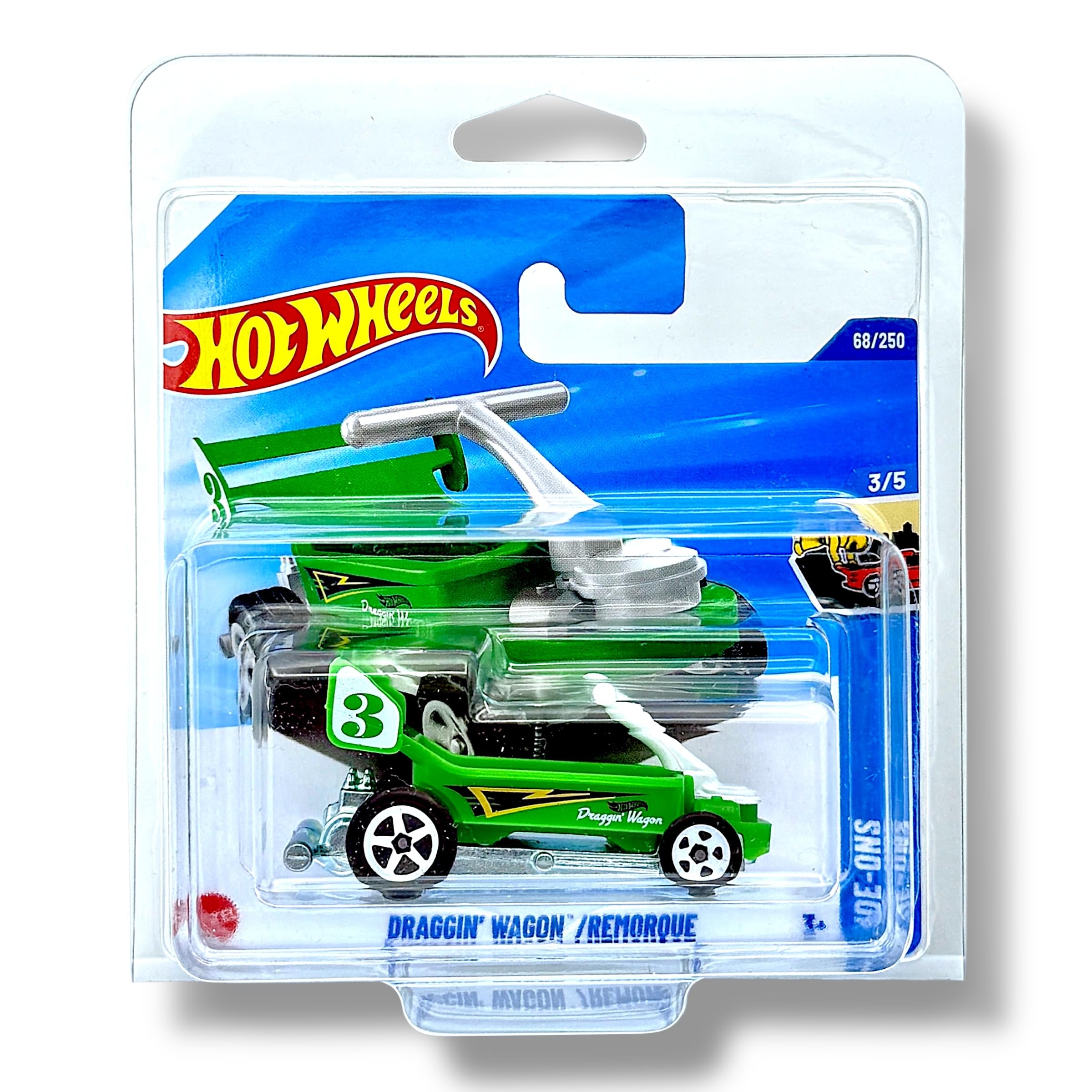 Hot Wheels Draggin' Wagon LEGO COMPATIBLE (Green & White) 3/5 Ride Ons - 2025-68/250 (Short Card) - includes a KLAS Car Keeper Protector Case - HYX69
