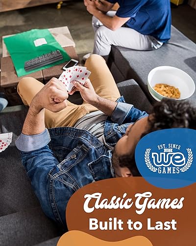 Miniatura 9 de WE Games Juego de mesa de madera con almacenamiento, juego de cartas continuo de 3 pistas manchado negro para 2-3 jugadores