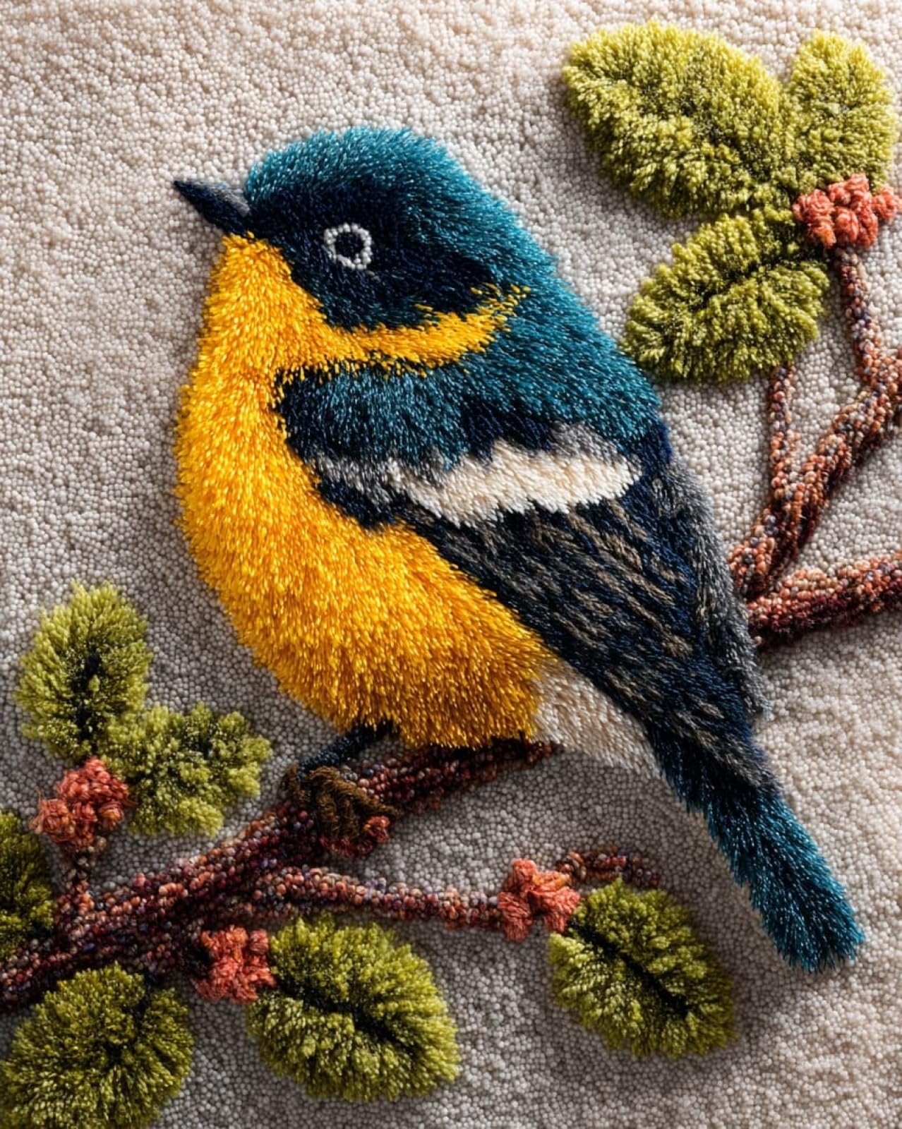Wallphantom Latch Hook Rug Kits for Adults,Oriole,DIY Crochet Yarn Carpet Embroidery Rug Kit,Latch Hook 3D Craft for Home Decor Festival Gift,52x38cm