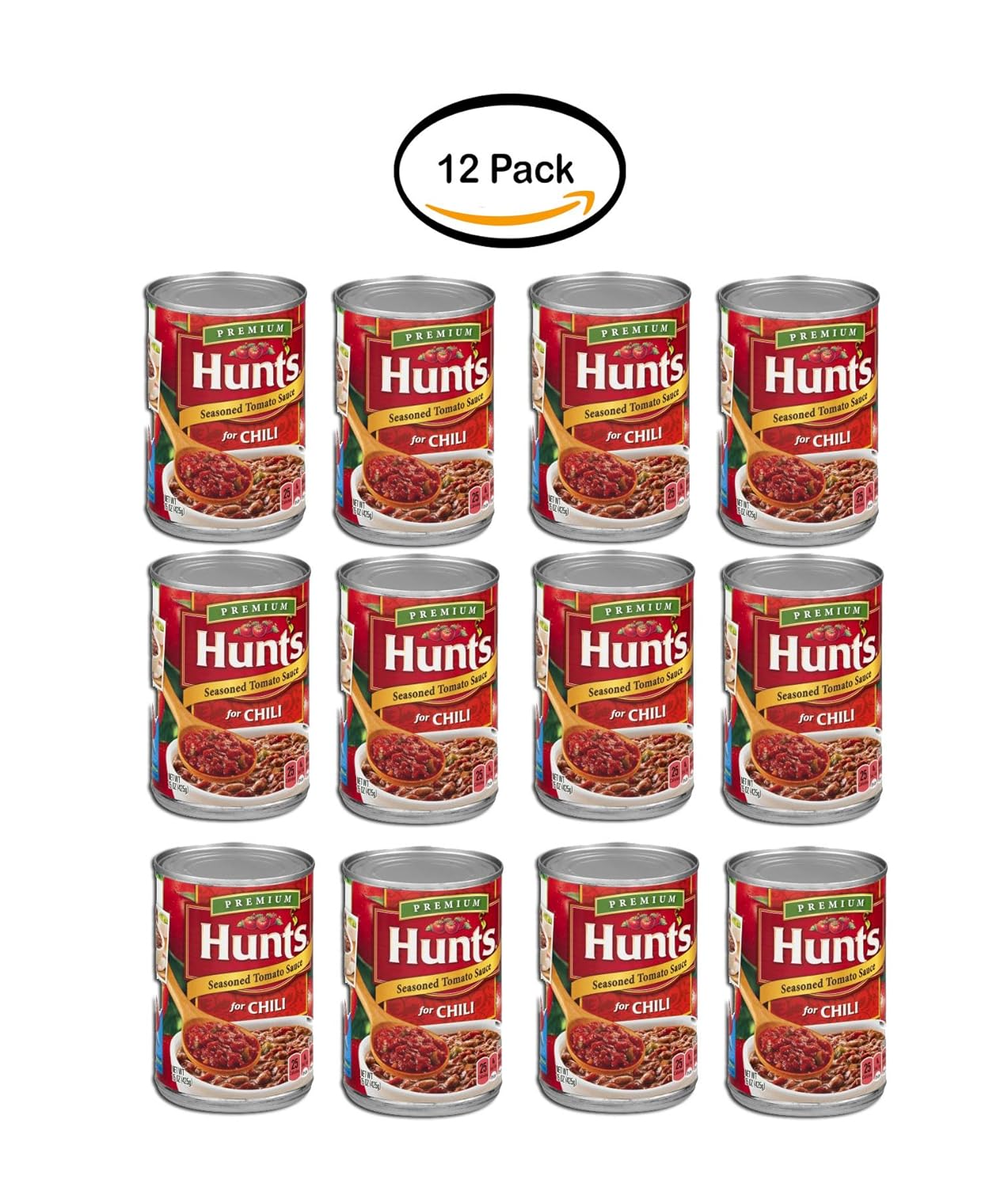 PACK OF 12 Hunt's Seasoned Diced For Chili Tomato Sauce