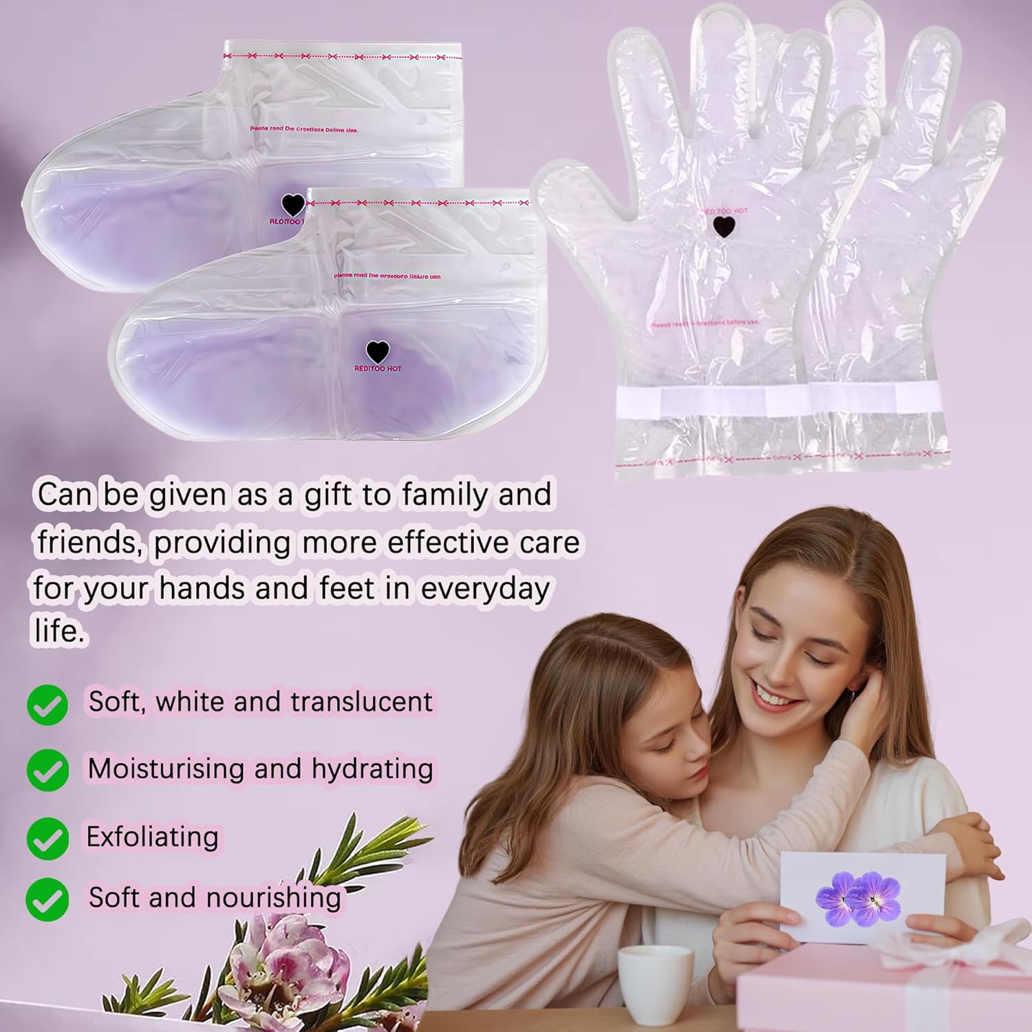 Paraffin Wax Gloves,The Paraffin Wax for Hand and Feet,Paraffin Hand & Foot Treatments and Booties Set for Intensive Hydration At Home Or Spa(Lavender) 2 Pair Hand & Foot Wax Gloves - Image 6