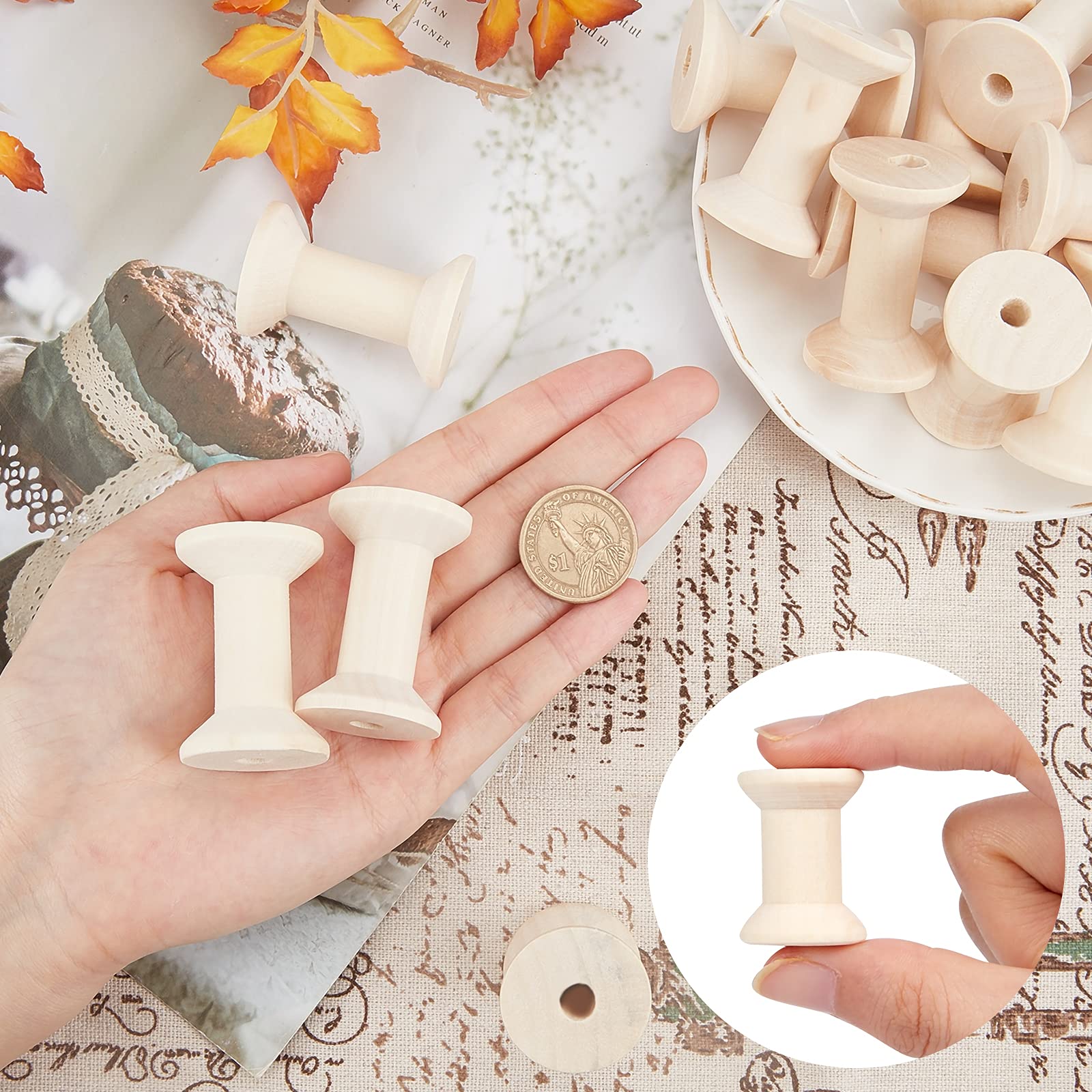 30 Bobine Di Legno Vuote PH PandaHall - Per Filo, Corda E Lavoretti Creativi, 47x31mm - Foto 8