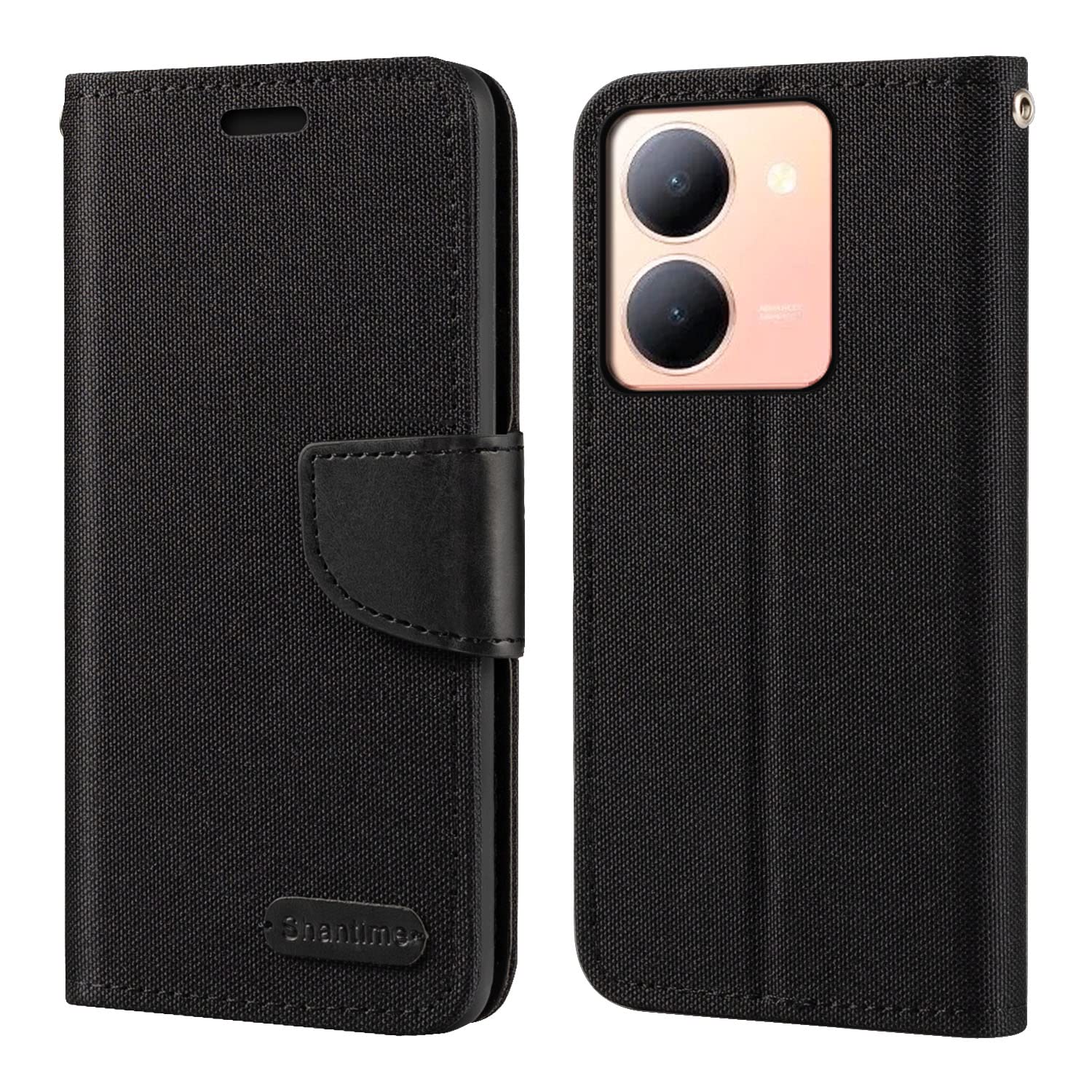 Custodia Flip in Tessuto Oxford e Pelle PU Compatibile con Vivo V50