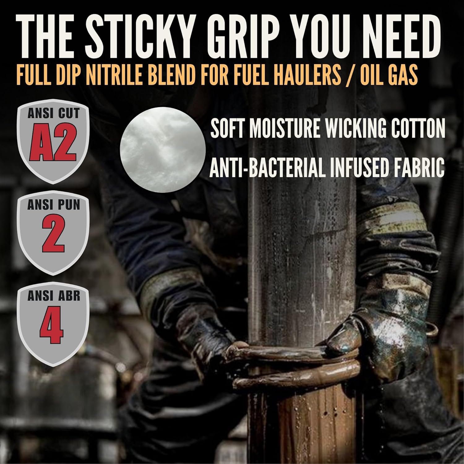 Cestus C-20, 12 Pairs Fuel Gloves for Truck Drivers, Chemical Resistant, Water Resistant, Nitrile Coated Work Gloves - Image 2