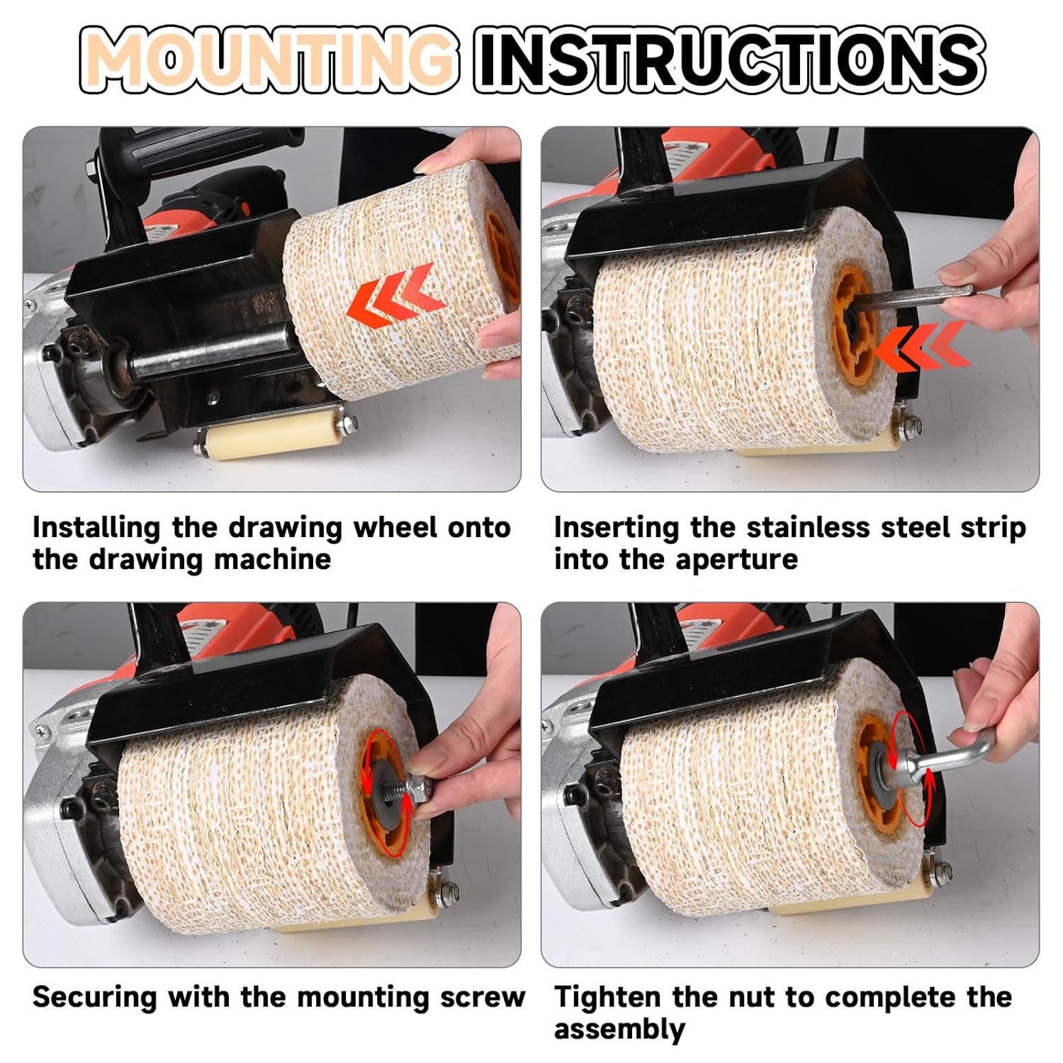 3.9" x 4" Sisal Surface Conditioning Tool, Wire Drawing Wheel for Burnishing Machines, Highly Efficient Polishing Drum for Metal Grinding, Stain and Rust Removal