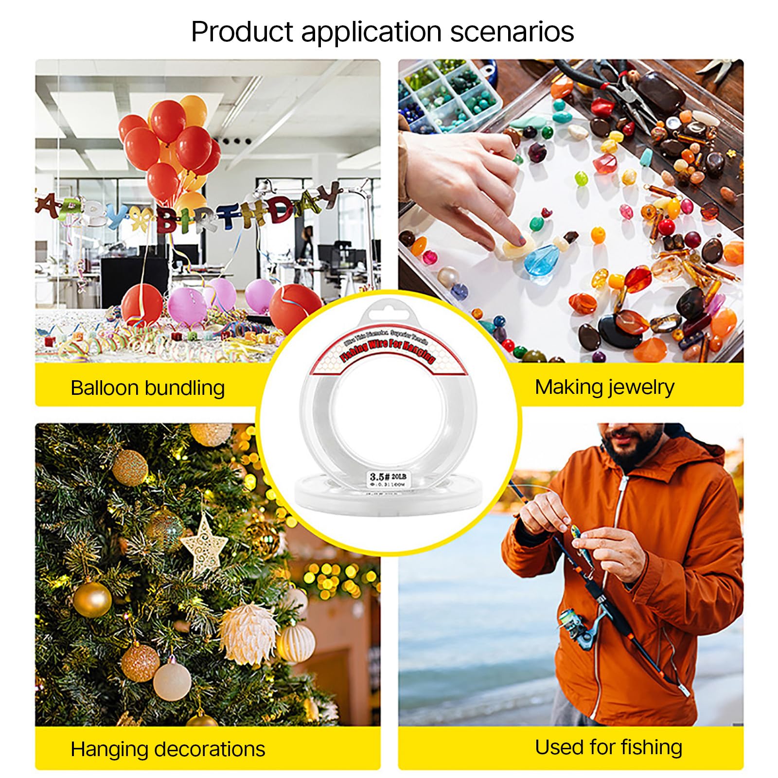 Vdaxvme 100Meters Fishing Line Fishing Wire Monofilament Clear Nylon Fishing Line Invisible Beading Thread for Hanging Ornament