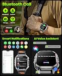 Montre militaire intelligente pour les hommes, rougi GPS Regardez avec LED Boussole de lampe de poche, 2.13" AMOLED Montres intelligentes (Réponse/Calls) 3ATM Fitness Tracker imperméable avec fréquence cardiaque/sommeil pour iPhone (Noir)