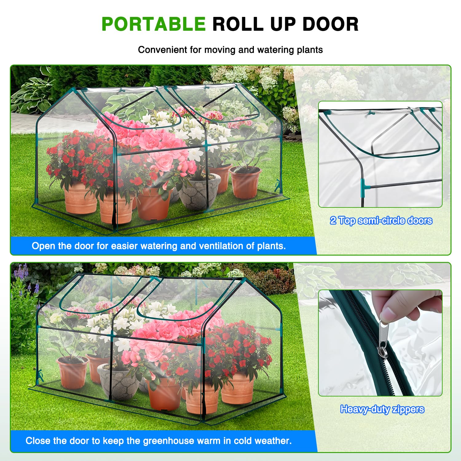 Yesker Mini invernadero portátil 180,3 x 91,4 x 91,4 cm para interiores y exteriores con cubierta de PVC, juego de invernaderos compacto para jardinería, balcón, terraza, exterior y protección vegetal