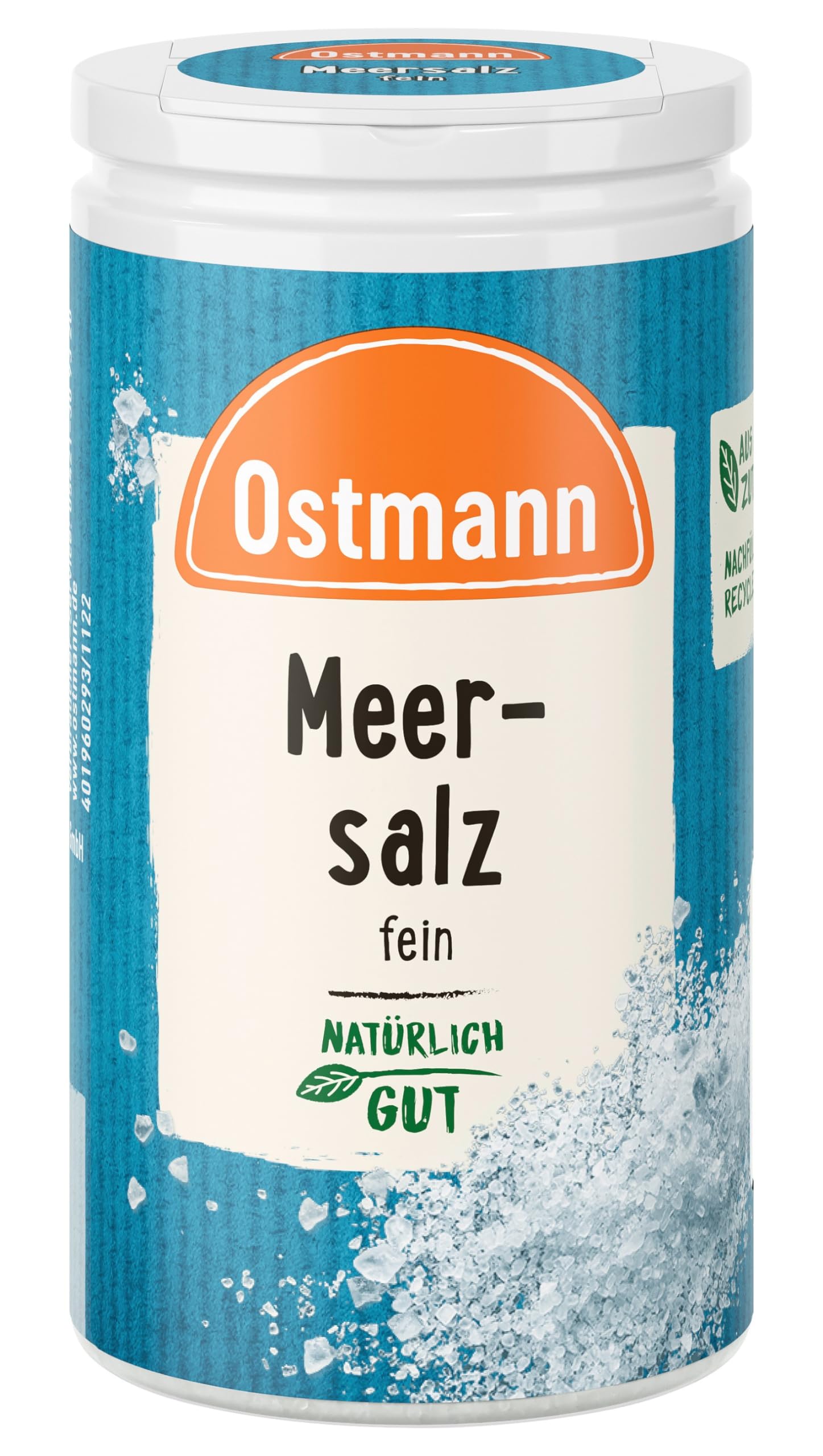 Ostmann Gewürze - Meersalz fein | Salzstreuer zum Nachwürzen bei Tisch | Mit praktischem Streuaufsatz | 90 g in der Streudose