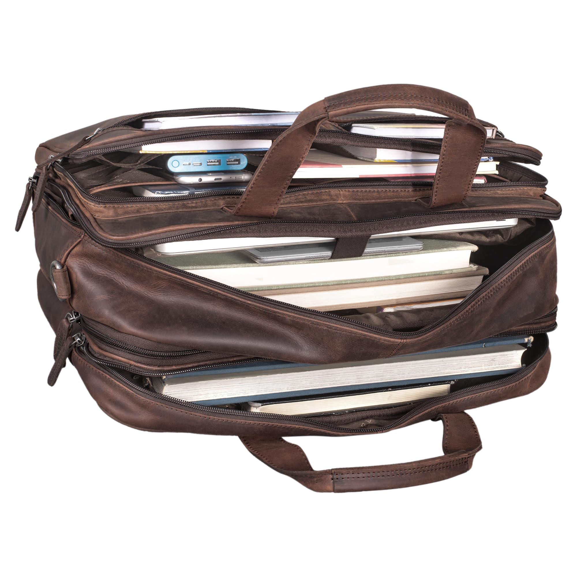 STILORD Gigantus XXL Aktentasche Leder Laptoptasche 17,3 Zoll bis 19 Zoll Sehr Große Umhängetasche Arbeitstasche Bürotasche Businesstasche Echtleder für Damen u. Herren Farbe:schwarz