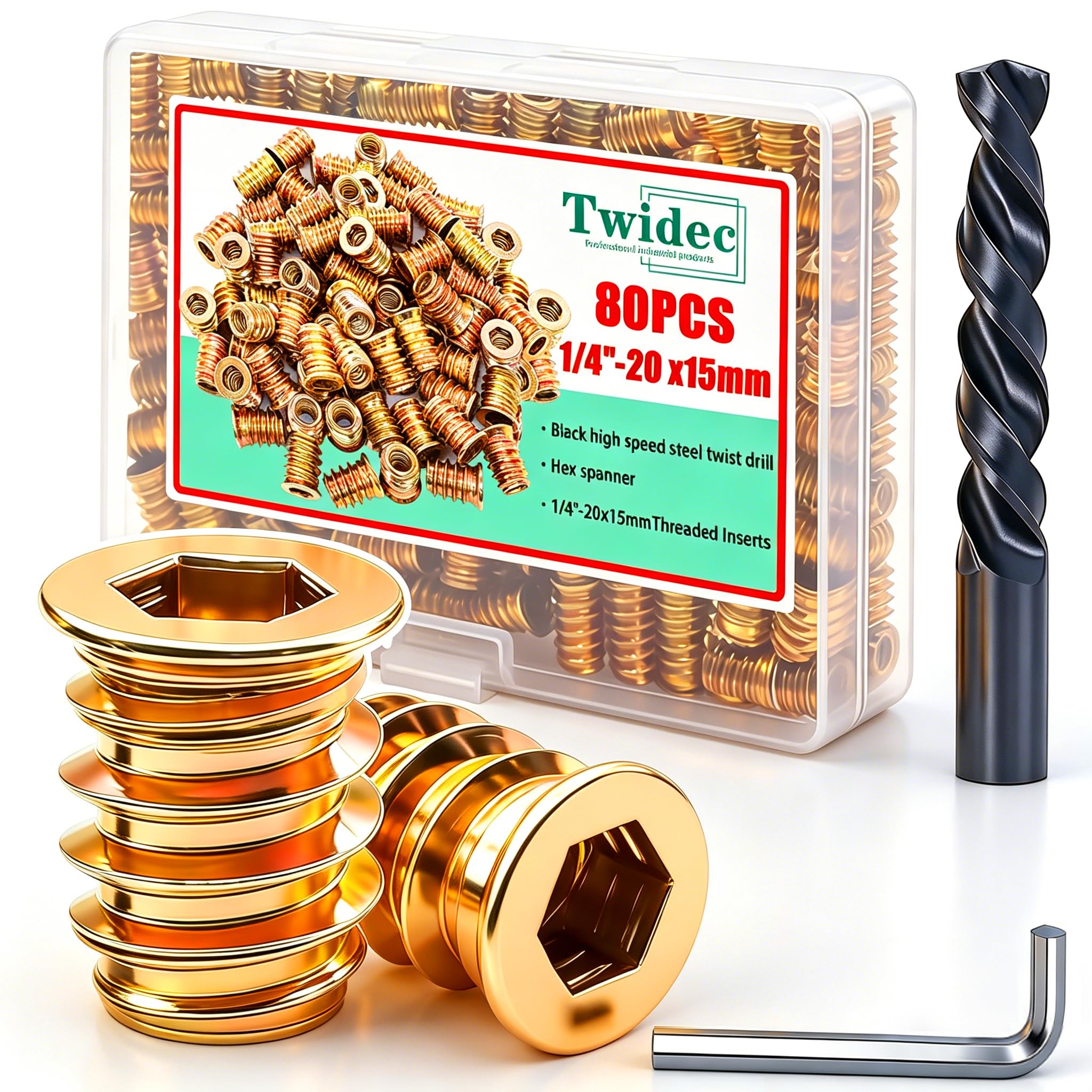 Twidec 80-Piece 1/4-20 Inserts