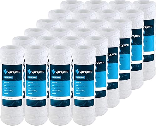 SpiroPure Repuesto para filtro de sedimentos de 50 micrones para heridas de cuerda CW-50 155214-43 SWC-25-1050 de 10 x 2.5 pulgadas (paquete de 24)