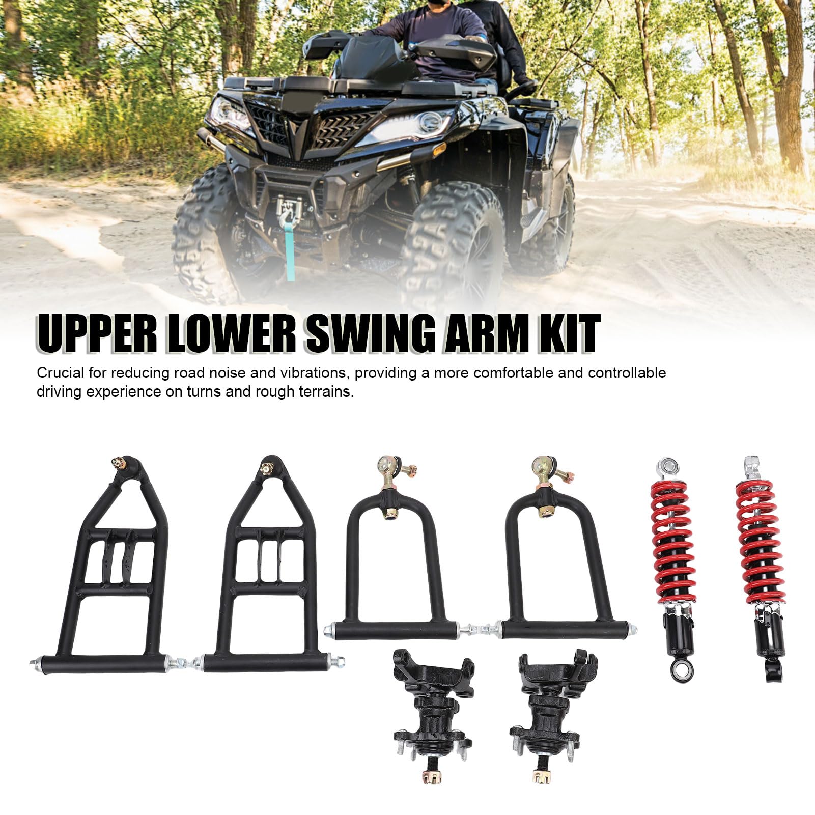 Akozon Kit de Brazo Oscilante de Suspensión Delantera, Experiencia de Conducción Segura y Estable, Go Kart Eléctrico, ATV, Quad Bike, Metal y Goma