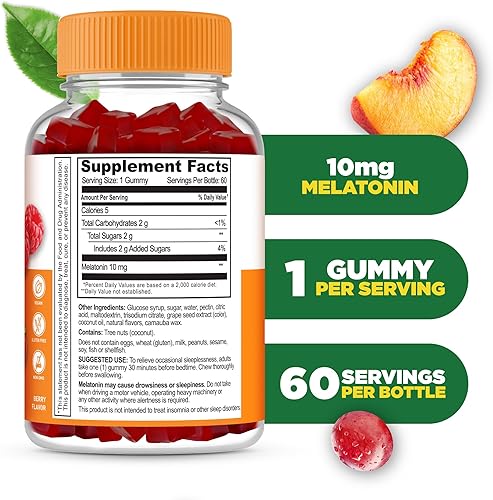 Miniatura 2 de Lifeable Melatonina 10 mg  Suplemento gomoso de gran sabor natural  Sin gluten vegetariano sin OMG masticable  para ayudar a conciliar el sueño y