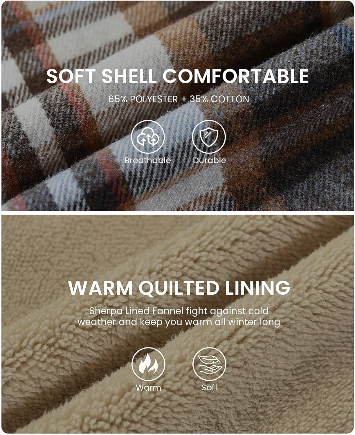 Women's Full Zip Fleece Flannel Jacket Plaid Sherpa Lined Jacket for Women - Image 6