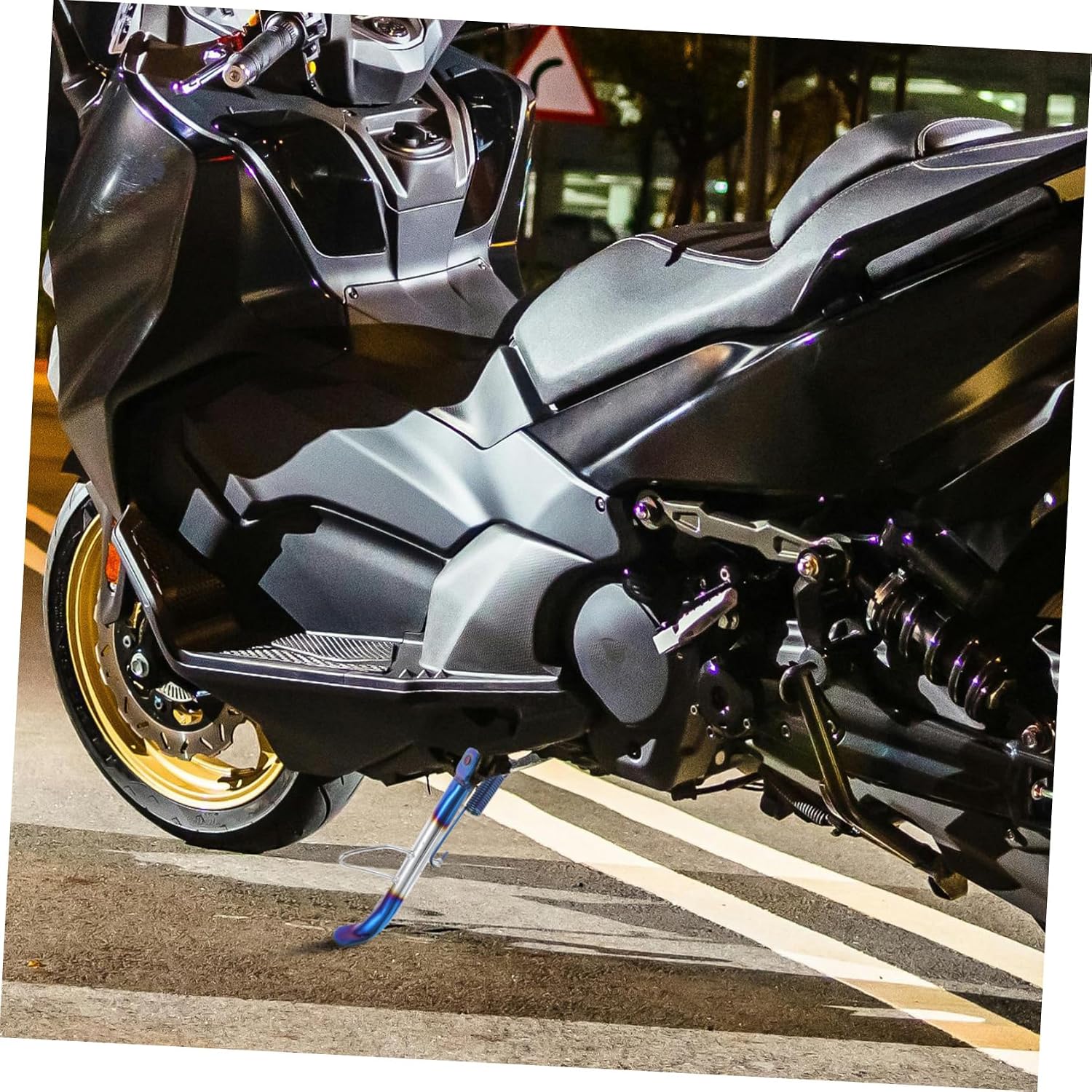 Zerodeko Motorcycle Kickstand Extension Colorful Titanium Side Support Stand for Electric Scooters and Motorbikes Adjustable Foot Bracket for Easy Parking and Stability