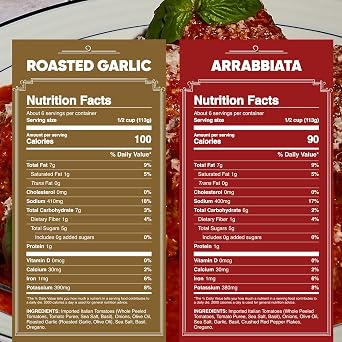 Carbone Pasta Sauce VARIETY PACK of Tomato Basil, Marinara, Arrabbiata, Roasted Garlic, Tomato Sauce Made with Fresh, Natural Ingredients, Non GMO, Vegan, Gluten Free, Low Carb, 24 Fl Oz (Pack of 4)