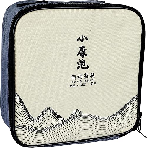 Miniatura 6 de fanquare Juego de té de viaje portátil de porcelana azul y blanca, juego de té Kungfu hecho a mano, 4 tazas, tetera y bandeja de té de bambú con