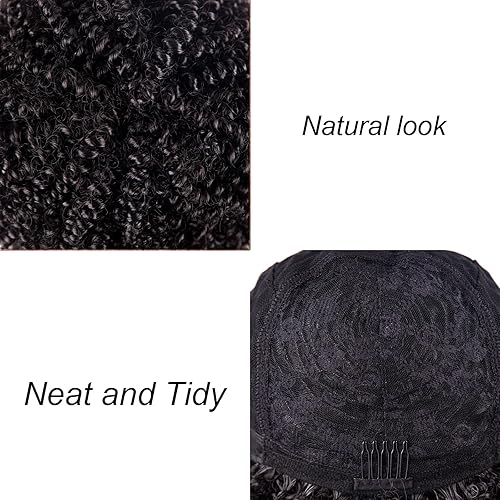 Miniatura 6 de Peluca afro corta y rizada, pelucas de cabello sintético para mujeres negras, pelucas afro cortas con flequillo, rizado natural, cosplay, fiesta,