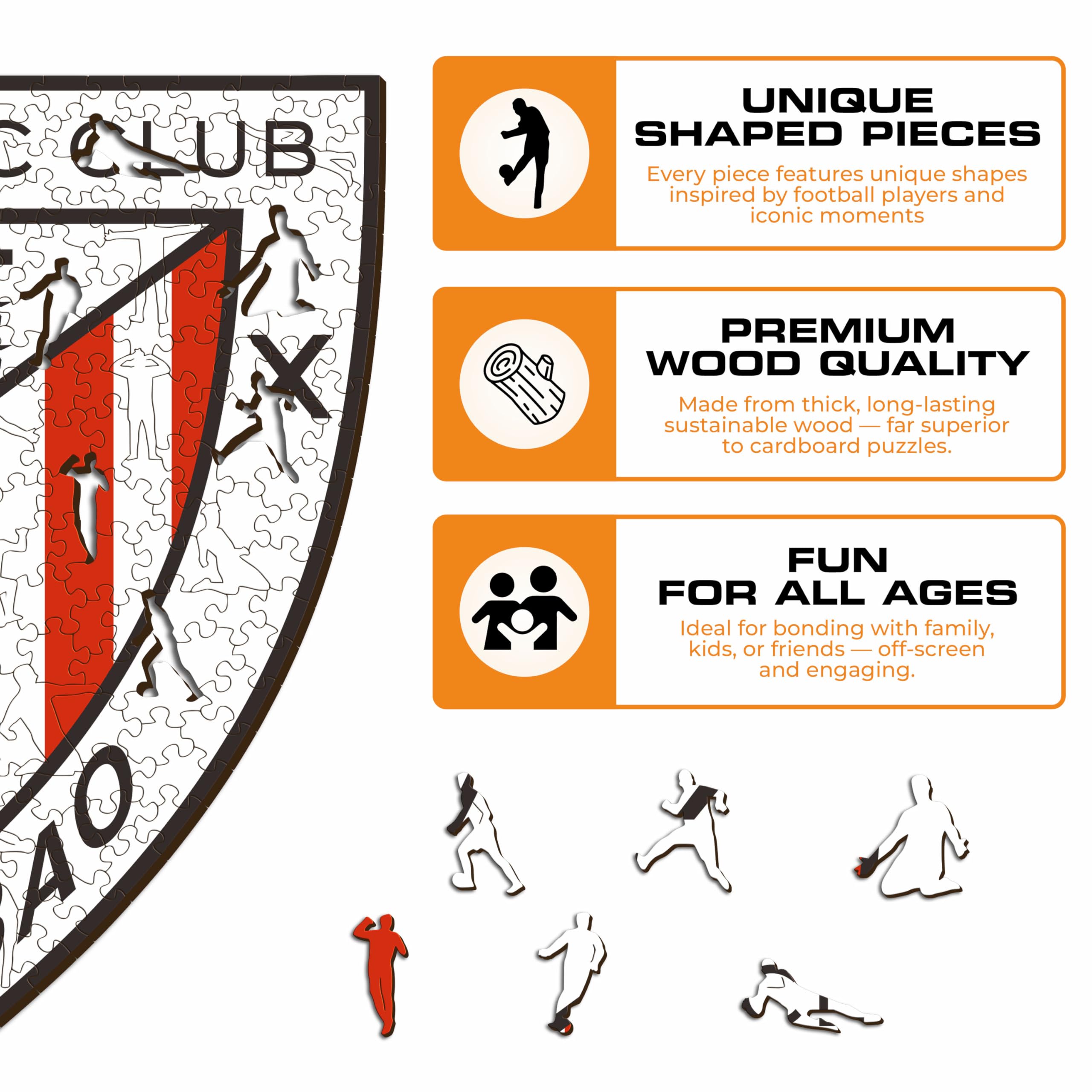 Iconic Puzzles - Athletic Club, oficjalnie licencjonowane, w 100% zrównoważone drewniane puzzle, prezent dla dorosłych i dzieci, rozmiar M, 270 szt