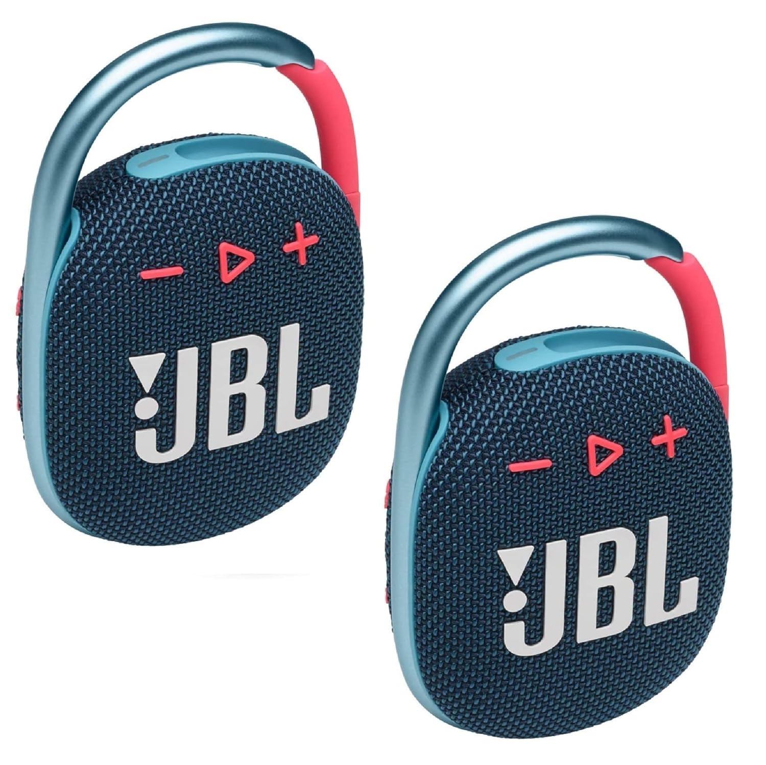 JBL 2 Pack Clip 4 Waterproof Wireless Audio Bluetooth Speaker Bundle Blue Pink Renewed