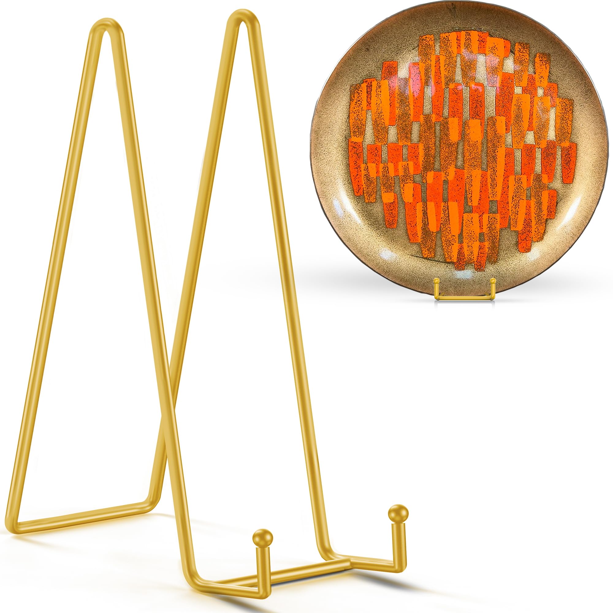 Photo 1 of TR-LIFE 16 Inch Gold Metal Plate Stand (2 Pack) - Heavy Duty Display Stand for Extra-Large Plates, Frames, Platters and Art