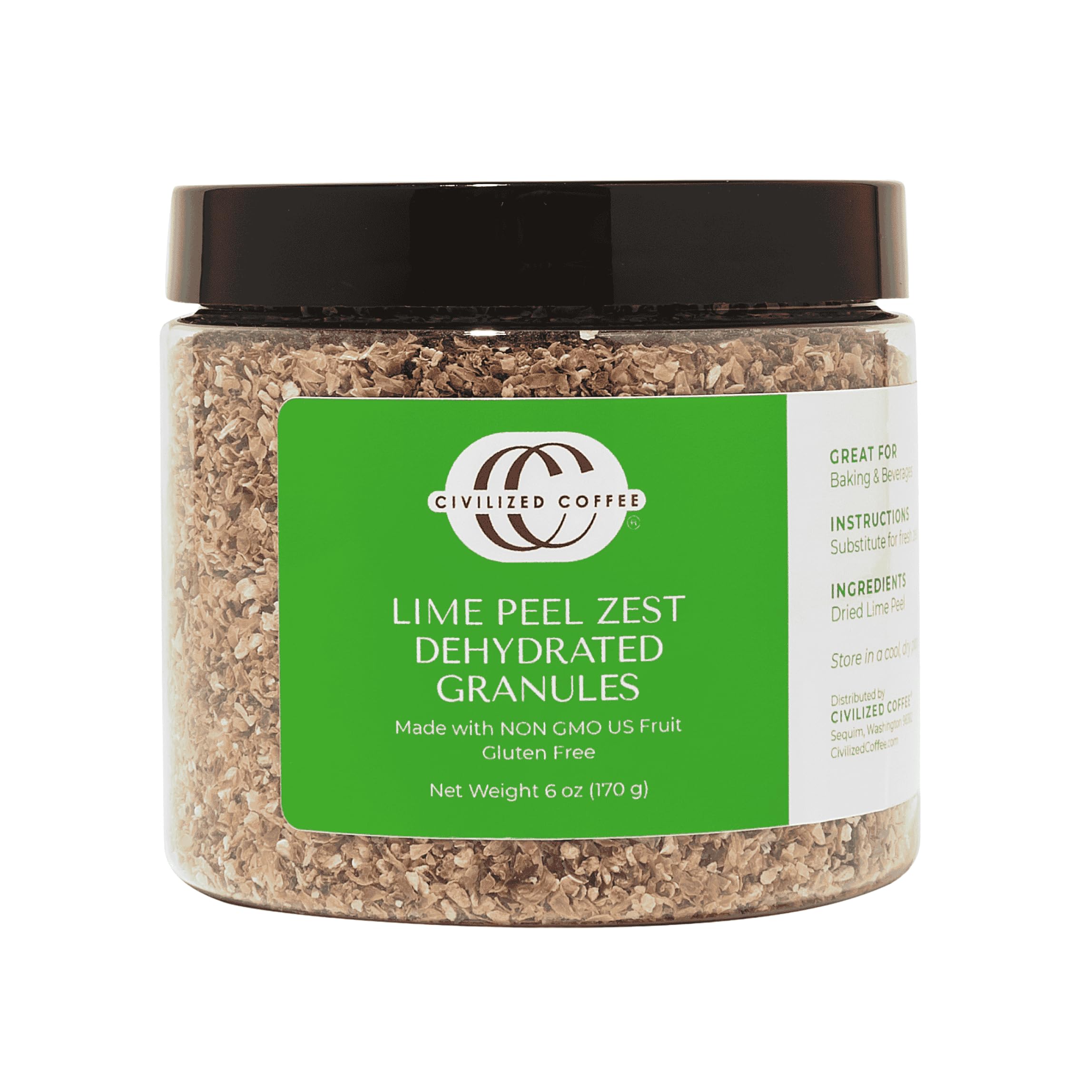 Lime Peel Zest Dehydrated Granules for Baking & Drinks Non-GMO & Gluten Free Jar (6 oz)