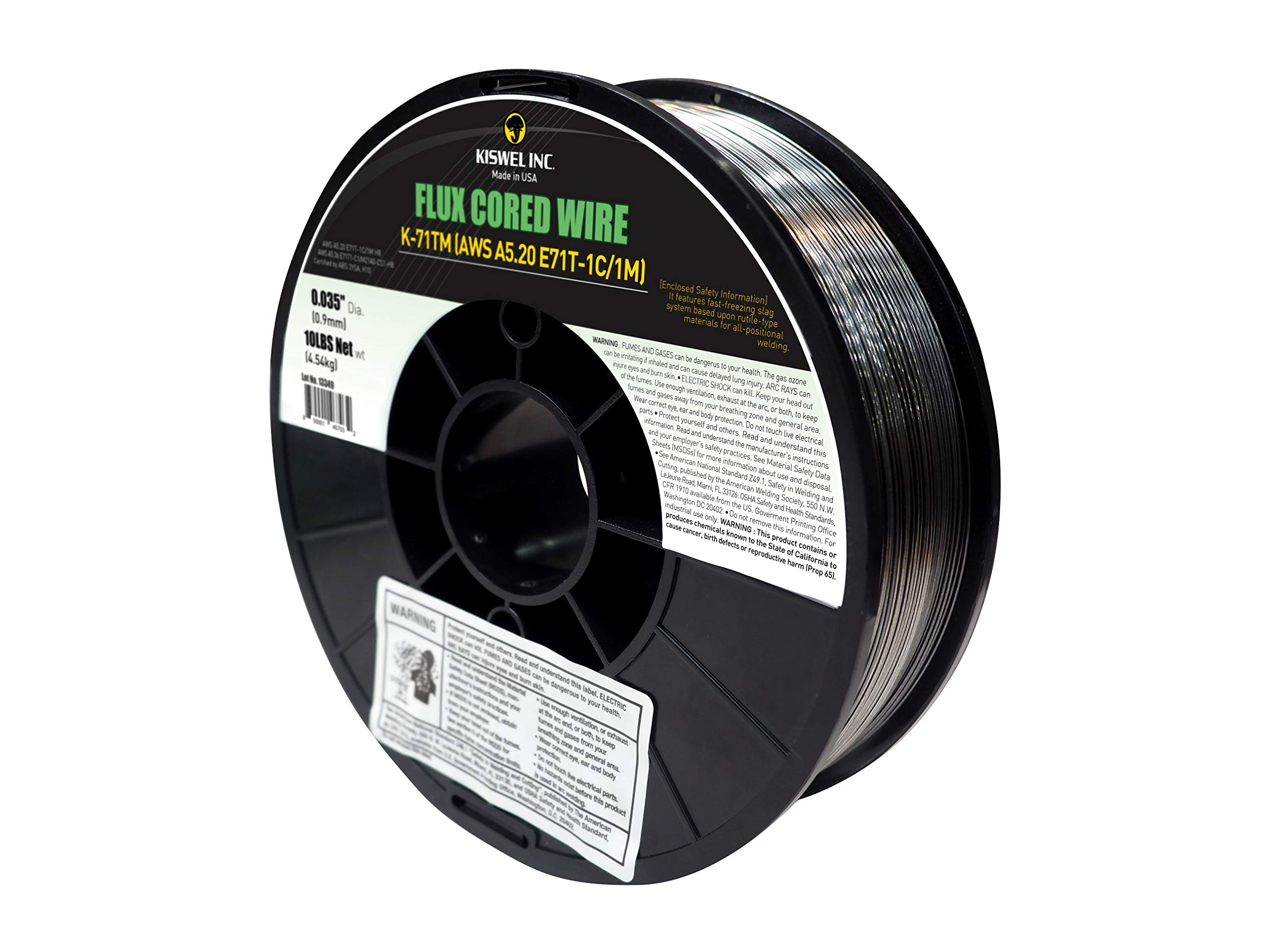 (Made in USA) Kiswel E71T-1C/1M .035 in. Dia 10lb. Flux Cored Welding Wire