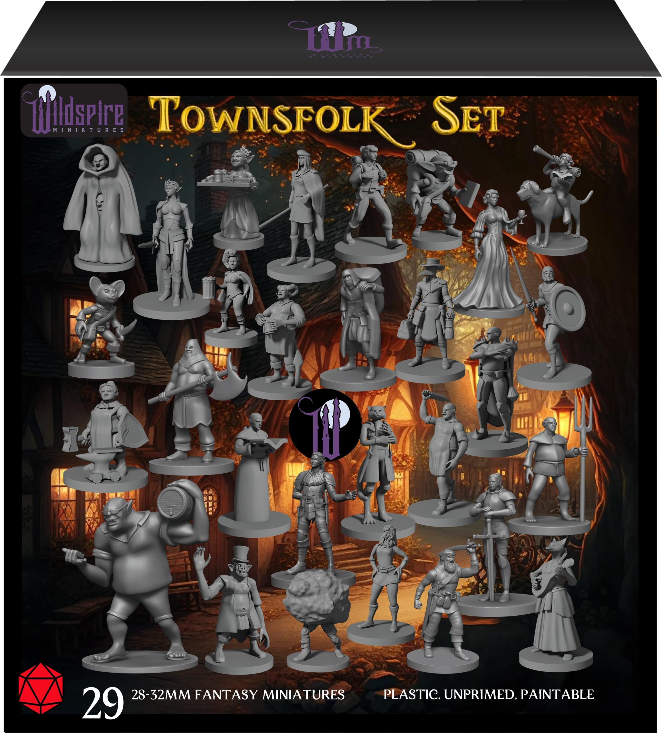 29 Heroic Townsfolk Fantasy Miniatures for DND Miniatures Dungeons and Dragons Starter Set D&D Minis Tabletop Unpainted Miniatures DND Figures Bulk Figurines D&D Miniatures