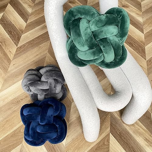 Miniatura 10 de Almohadas decorativas con nudos, suaves y anudadas, almohadas cuadradas de felpa gris, almohadas estéticas hechas a mano, decoración de habitación